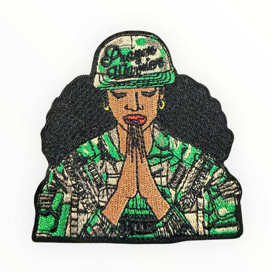 Prayer hands camo lady patch