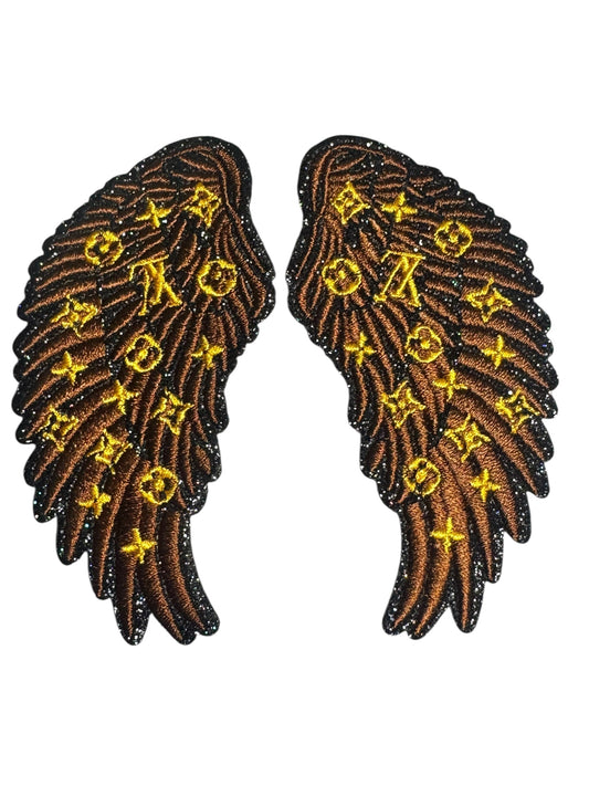LV-INSPIRED BROWN FAUX LEATHER WINGS