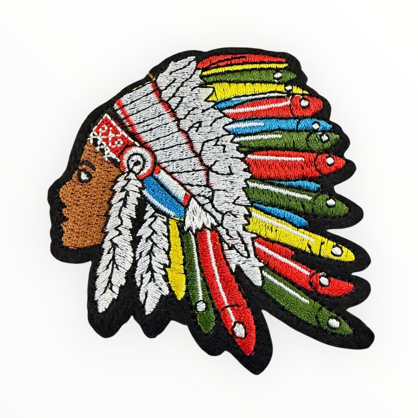 Multicolor feather headdress profile patch