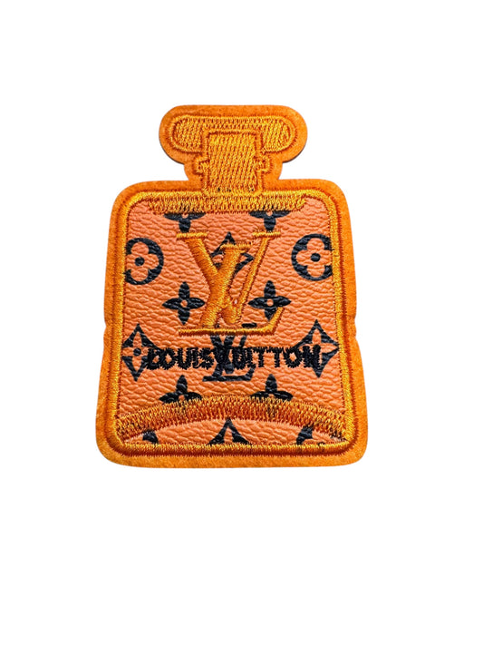 LV-INSPIRED ORANGE FAUX LEATHER ORANGE PURFUME BOTTLE