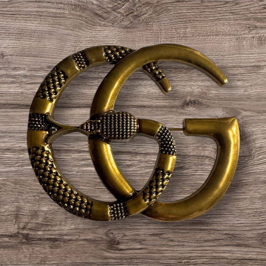 Antique Gold Snake Double-G Brooch – Designer-Inspired Statement Pin