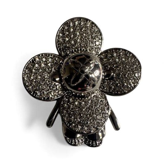 Silver Crystal Flower VIVI Character Brooch – Designer-Inspired Luxury Statement Pin