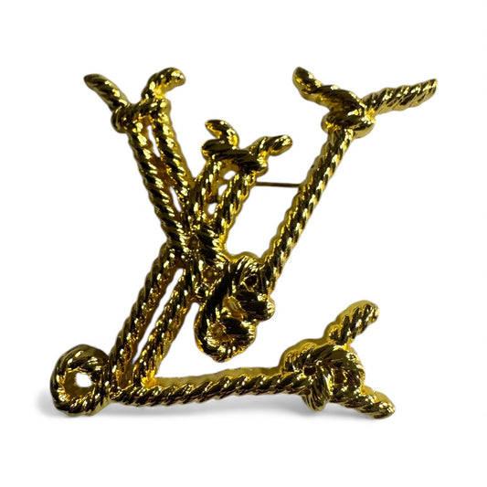 Gold Rope LV Brooch – Luxury Designer-Inspired Knot Detail Pin