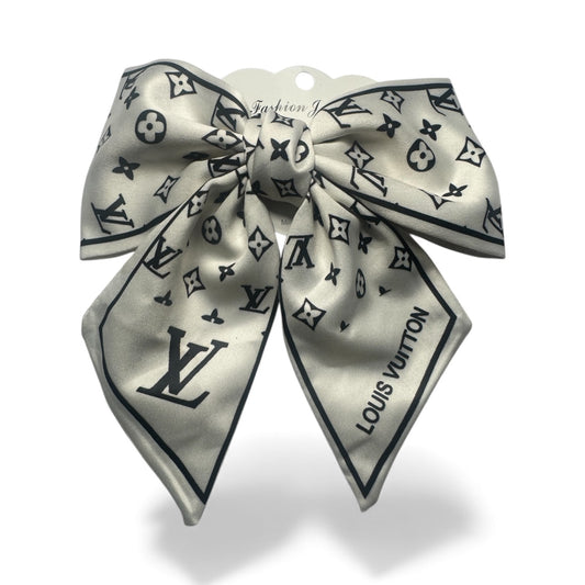 Ivory Designer-Inspired Satin Hair Bow | Classic Luxury Scarf Bow Clip