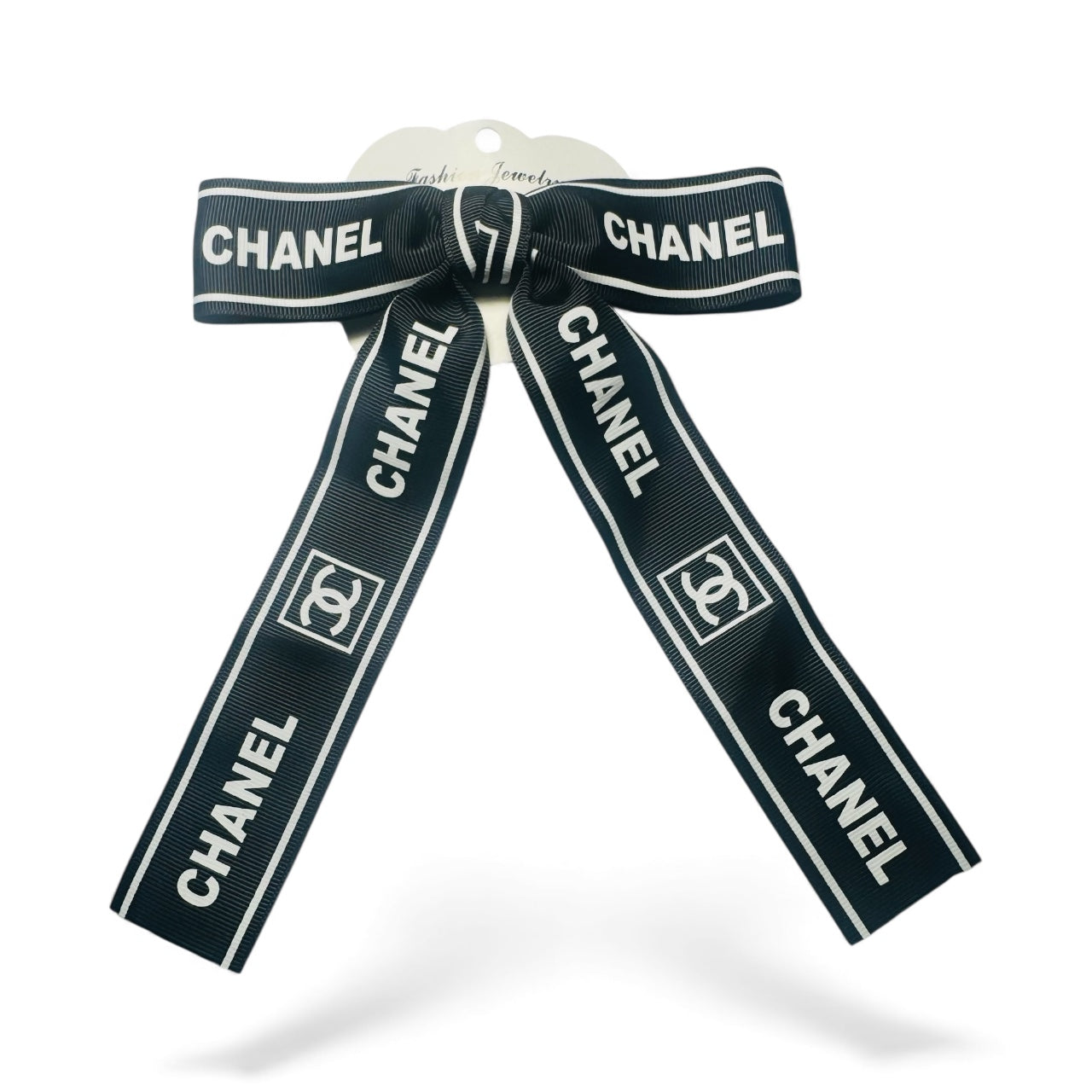 Black Designer-Inspired Ribbon Hair Bow | Luxury CC Style Boutique Accessory