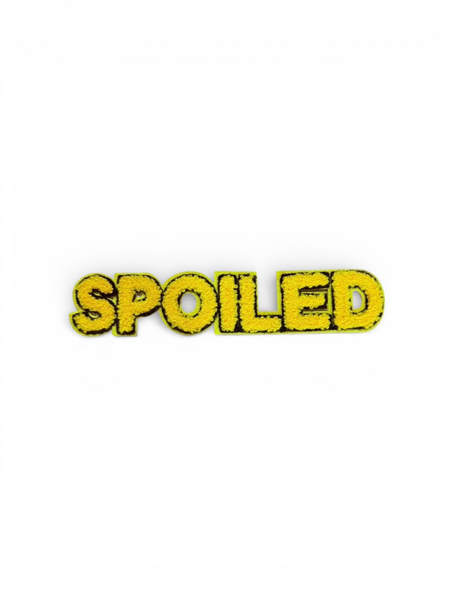 Spoiled chenille block letter patch