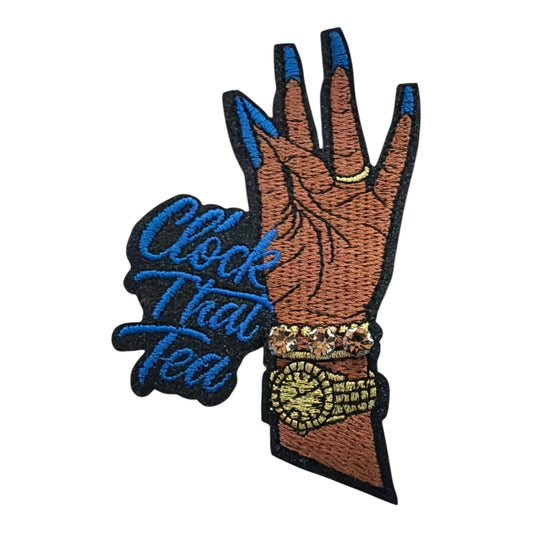 Clock That Tea – Blue Nails Patch w/stones