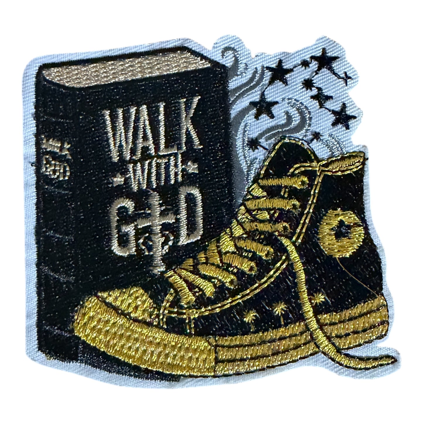 Walk With God Sneaker Embroidered Patch Gold