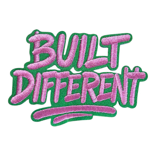 Built Different Embroidery Patch (Pink & Green)