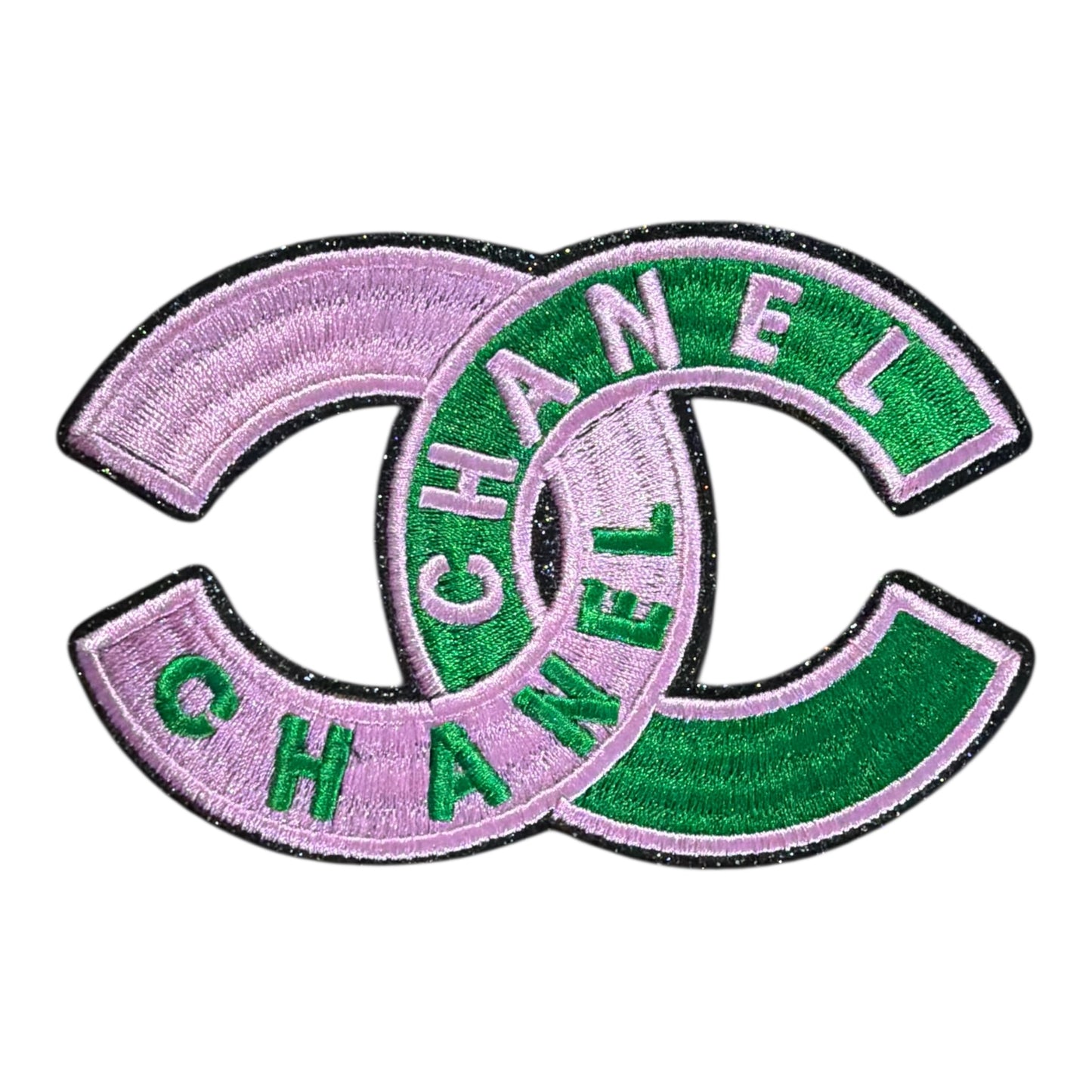 Double C interlocking patch design Light pink/green