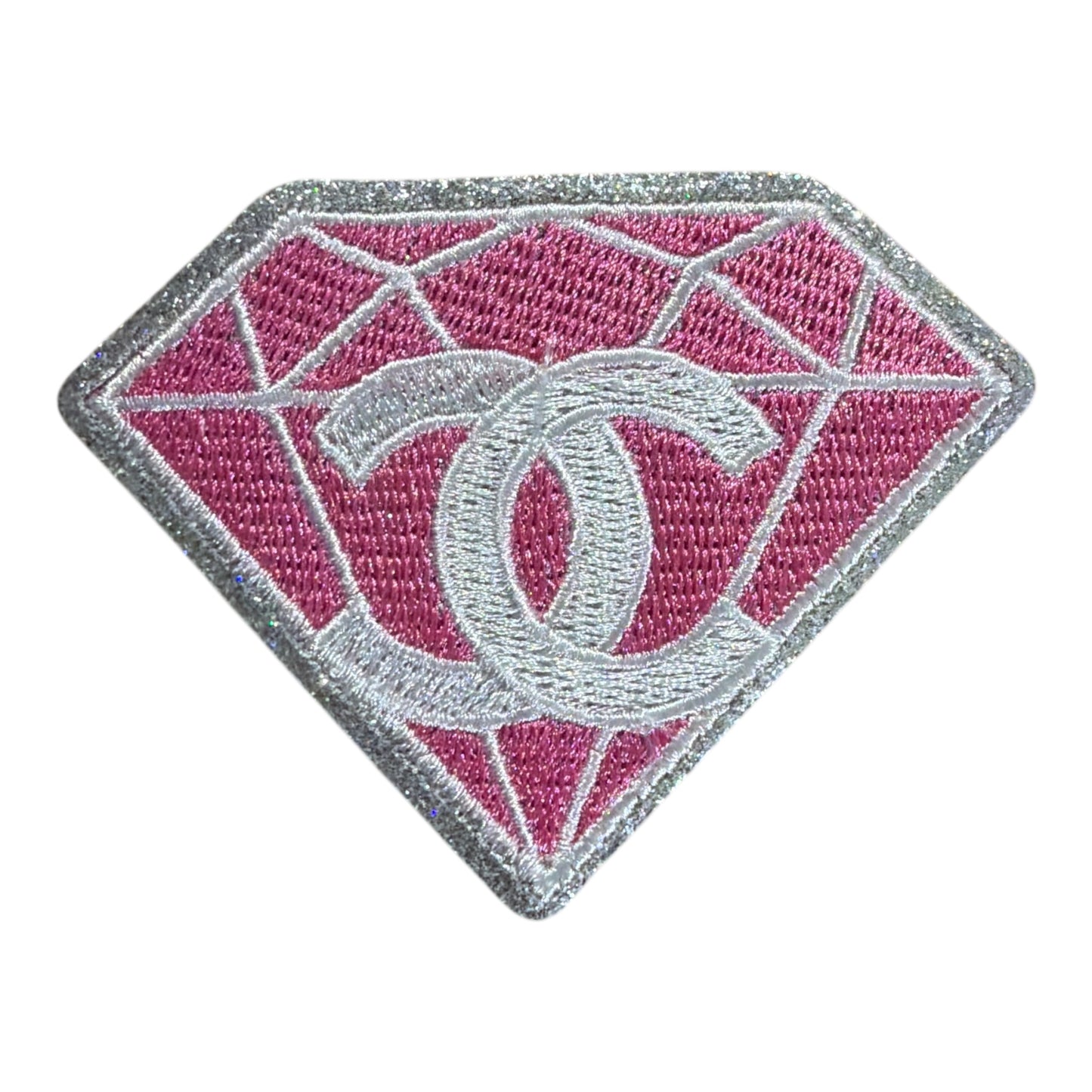 Pink diamond CC inspired embroidered patch