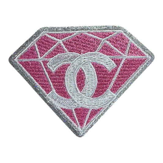 Pink diamond CC inspired embroidered patch