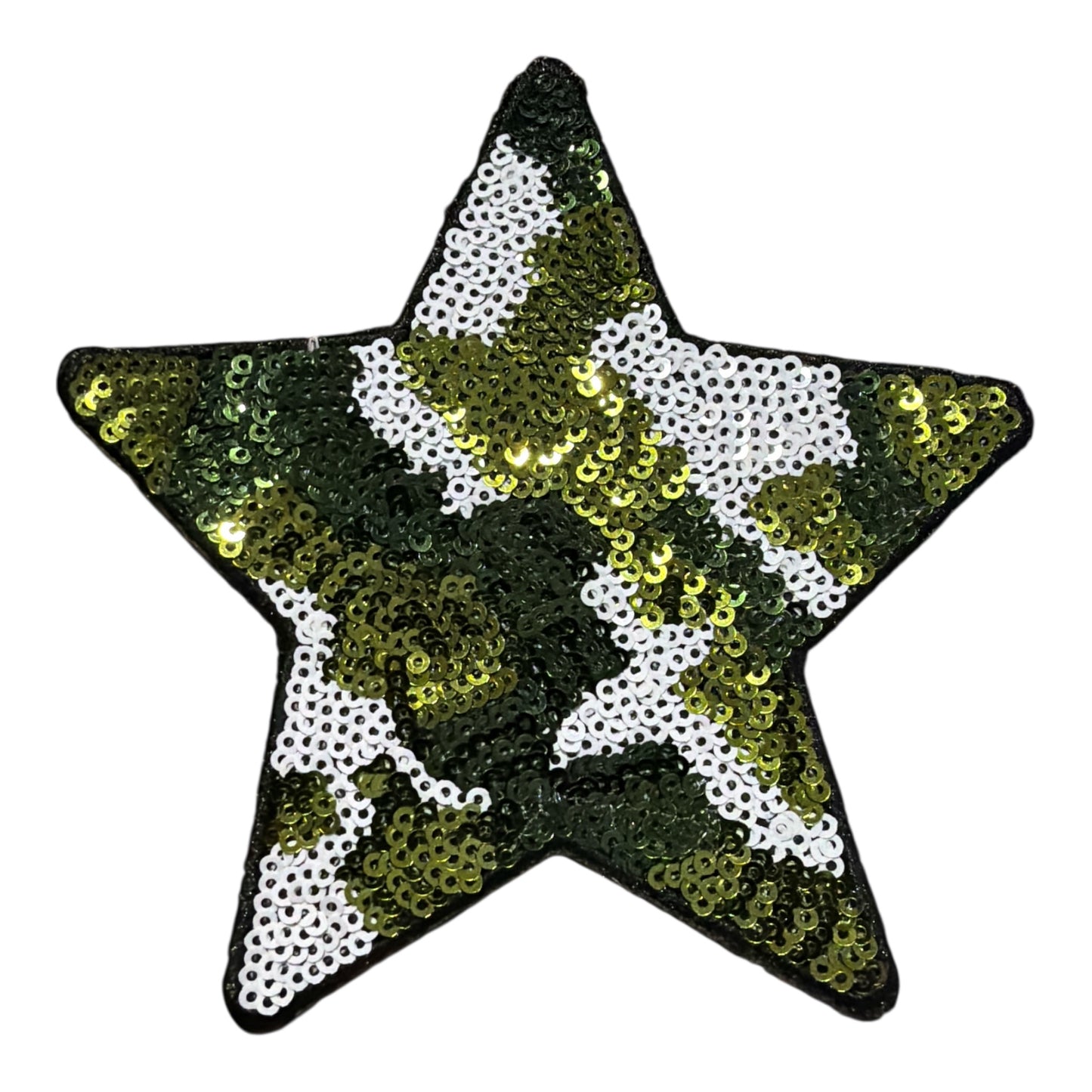 Green camo sequin star patch