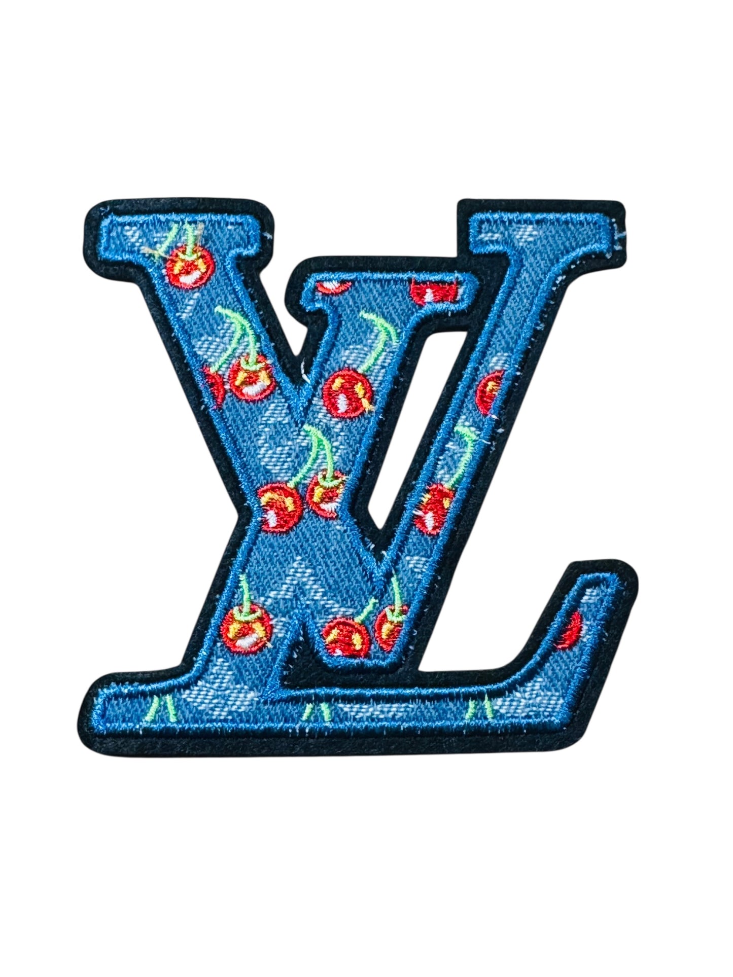 LV-INSPIRED DENIM CHERRY LETTERS